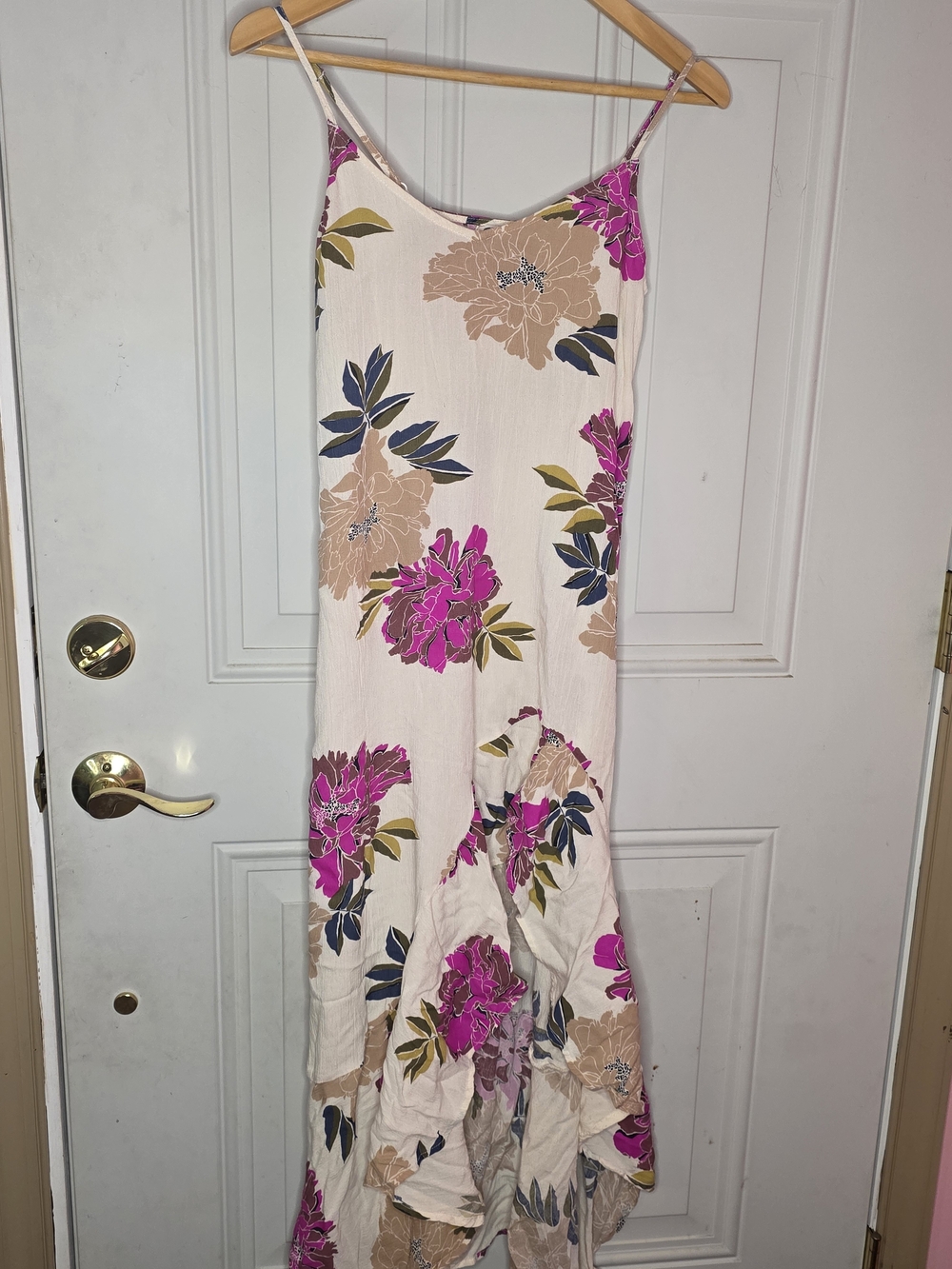 Billabong Cream Maxi Dress with Pink & Beige Floral Print